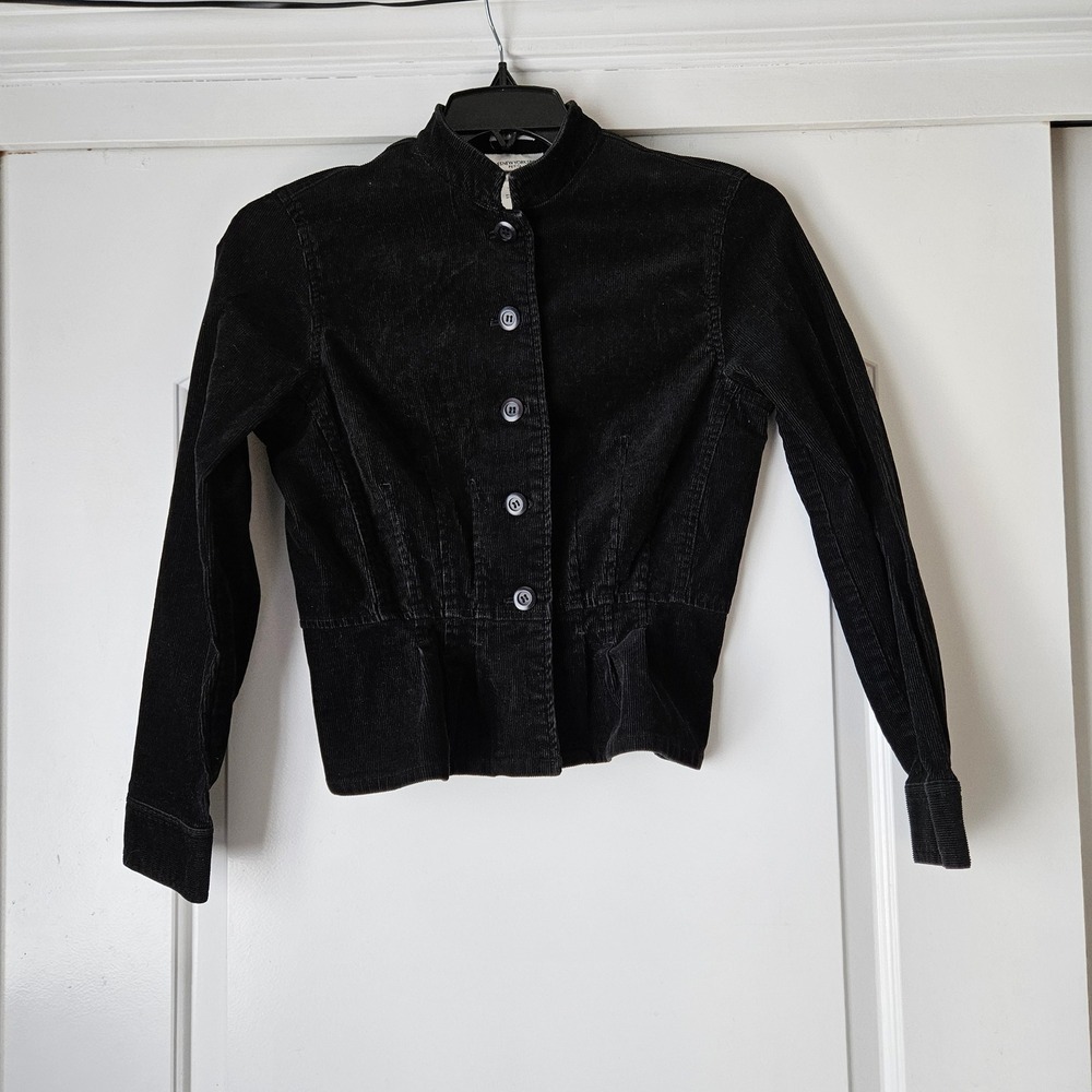 Jones New York Sport Jacket Womens Medium Petite Black Corduroy‎ Cropped Jacket